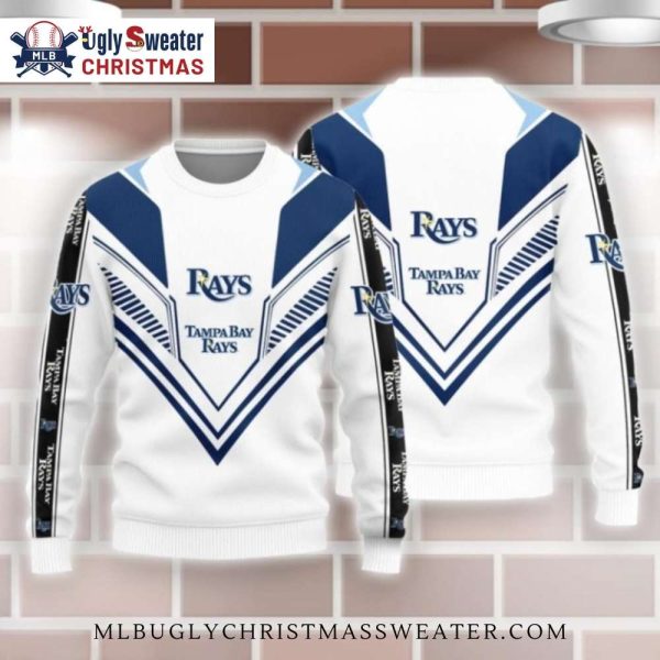 Tampa Bay Rays Chevron Stripe Sleeve Design Christmas Sweater