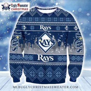 Tampa Bay Rays City Skyline Ugly Christmas Sweater 1