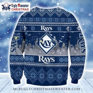 Tampa Bay Rays City Skyline Ugly Christmas Sweater 2