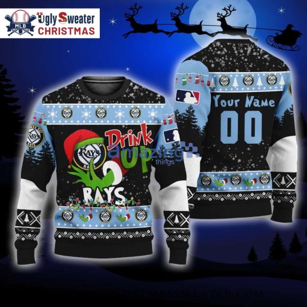 Tampa Bay Rays Grinch Drink Up Santa Hat Ugly Christmas Sweater