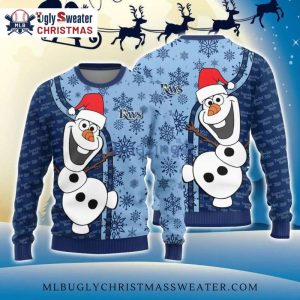 Tampa Bay Rays Olaf Snowman Festive Ugly Sweater