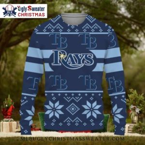 Tampa Bay Rays Snowflake And Stripes Ugly Christmas Sweater