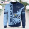 Tampa Bay Rays Snowflake And Stripes Ugly Christmas Sweater