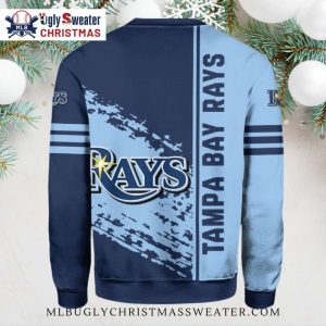 Tampa Bay Rays Split Color Stripes Ugly Christmas Sweater 2