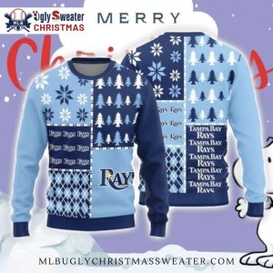 Tampa Bay Rays Winter Forest Patchwork Ugly Sweater