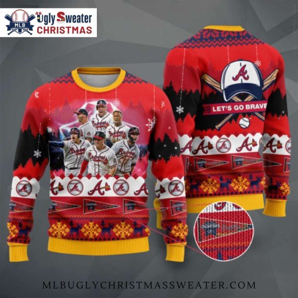 Team Celebration Atlanta Braves Ugly Christmas Sweater