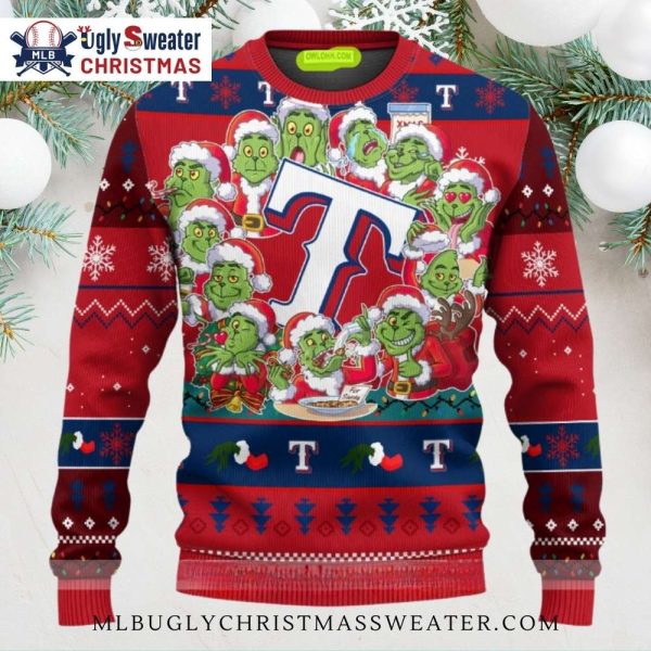 Texas Rangers 12 Grinch Xmas Day Ugly Christmas Sweater