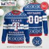 Texas Rangers Customizable Red White Ugly Christmas Sweater