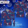 Texas Rangers Festive Red And Blue Pattern Christmas Sweater