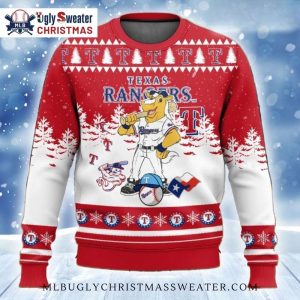 Texas Rangers Mascot Red And White Ugly Christmas Sweater