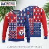 Texas Rangers Santa Hat Snow Ho Ho Ho Custom Ugly Sweater