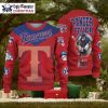 Texas Rangers Pug Reindeer Blue Plaid Ugly Christmas Sweater