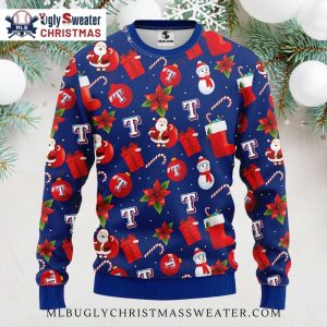 Texas Rangers Santa Stockings Ornaments Christmas Sweater