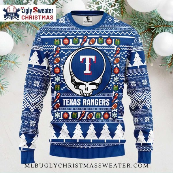 Texas Rangers Skull Festive Ornaments Ugly Christmas Sweater