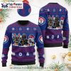 Texas Rangers Split Stripes Skull Blue Red Ugly Sweater