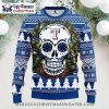 Texas Rangers Split Stripes Skull Blue Red Ugly Sweater