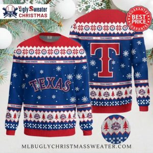 Texas Rangers Texas Snowflakes Red Blue Ugly Sweater