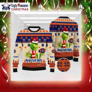 The Grinch Holding Mets Ornament Ugly Christmas Sweater