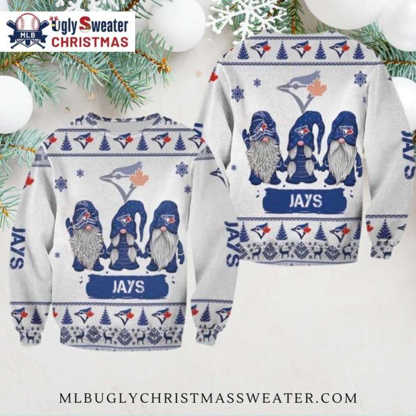 Three Gnomes Jays Toronto Blue Jays Ugly Christmas Sweater