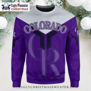 V Stripe Purple Colorado Rockies Ugly Christmas Sweater 1