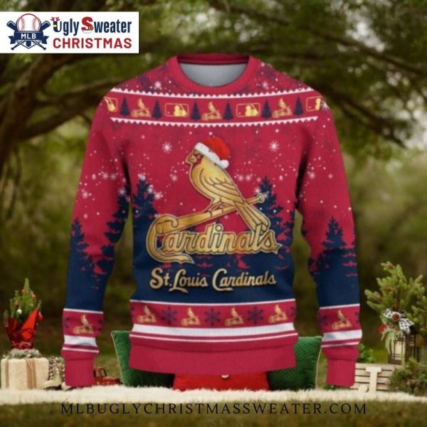 Vintage Cardinals Santa Christmas Sweater – Red And Blue Edition