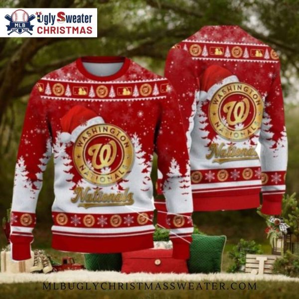 Washington Nationals Santa Hat Ugly Christmas Sweater – Classic Red