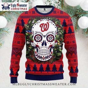 Washington Nationals Sugar Skull Ugly Christmas Sweater