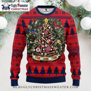 Washington Nationals Ugly Christmas Sweater With Baseball Tree Wreath