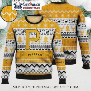 White And Gold Reindeer Pittsburgh Pirates Sweater