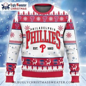 White And Red Phillies Classic Christmas Ugly Sweater 1 3