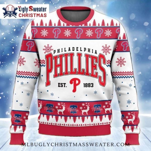 White And Red Phillies Classic Christmas Ugly Sweater