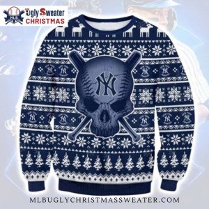 Yankees Skull With Crossed Bats Holiday Ugly Sweater